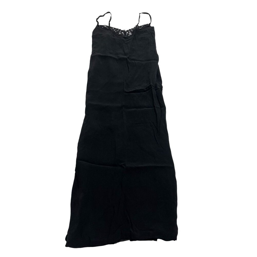 Versus Gianni Versace Vintage Lace Trim Neckline Slip Dress in Black
